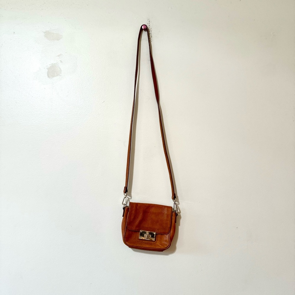 Calvin Klein Crossbody Bag Purse Brown Leather Small Size
